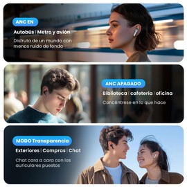 HAYLOU Mori Pro ANC Auriculares In-Ear Inalámbricos, Cancelación Activa de Ruido, 6 Micrófonos, 30H Reproducción