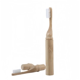 HUAZEXINX Folding Travel Toothbrush Bamboo Toothbrushes Case Holder Kit Portable Soft Bristle Travel Size Toothbrush with Bamboo Handle Cover Reusable Compact Case