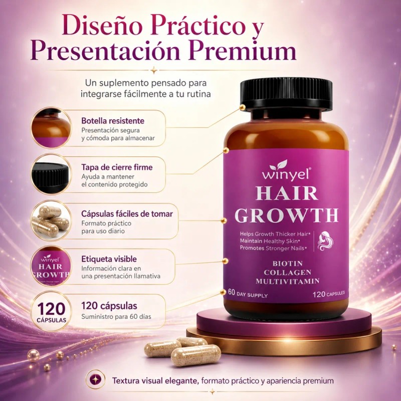 2 Hair Growth Biotina Colágeno Cabello Y Uñas 120 Caps
