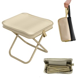 Ryfpdml Folding Stool, Portable Camping Stool Foldable Lightweight Camping Stool Mini Outdoor Folding Lazy Chair Collapsible Stool for Camping Fishing Picnic Hiking home (Khaki)