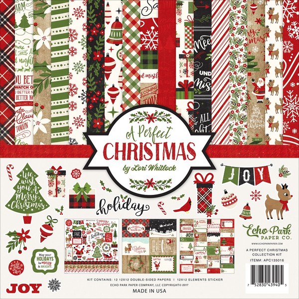 Echo Park Paper Company Perfect Christmas Collection Kit, Pastel , 12-x-12-Inch