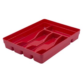 Glad Bandeja organizadora de cubiertos de plástico, soporte para cubiertos y cajones de utensilios, color rojo