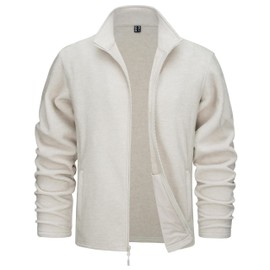 TACVASEN Men's Lightweight Jackets Full Zip Stand Collar Coats Soft Jacket Outdoor, Beige, M