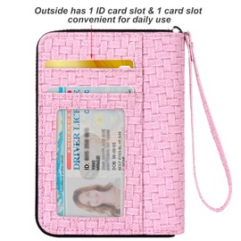 EcoVision RFID Credit Card Holder Wallets for Women Large Storage Space Accordion Zipper Card Case Holder,Leather Organizer Case with Lanyard