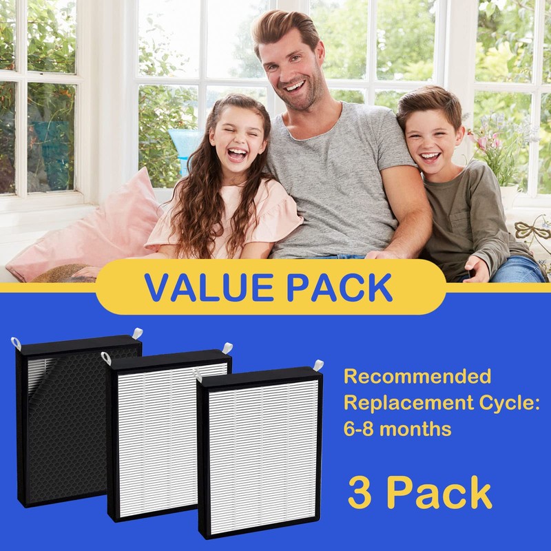 3 Pack True HEPA/Carbon Filters Replacement Compatible with NUWAVE OxyPure