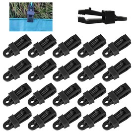 Pack of 20 Tent Tarpaulin Clips, Tarpaulin Clips, Tent Tarpaulin Clips, Plastic Tent Clips, Multifunctional Tarpaulin Attachment for Tents, Canopy, Sun Protection, Car Cover, Pool Cover (Black)