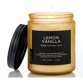 M&SENSE Lemon Vanilla Scented Candles Slow Burning Candles for Home Scented, All Natural Soy Candles 7.05oz 50 Hours Slow Burning Candle in Glass Jar, Stress Relief Candle Gifts for Women and Men