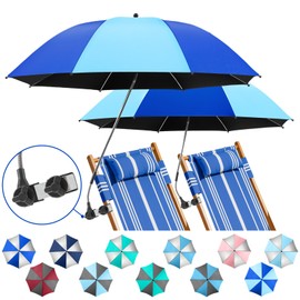 NBtoUS 2 Pack Chair Umbrella with 360°Universal Clamp, UPF50+ Umbrella for Chair, Beach Chair Umbrella for Working Place, Patio chair, Beach Chair, Wheelchairs (Azure Blue/Light Azure Blue, Not Include Chair)