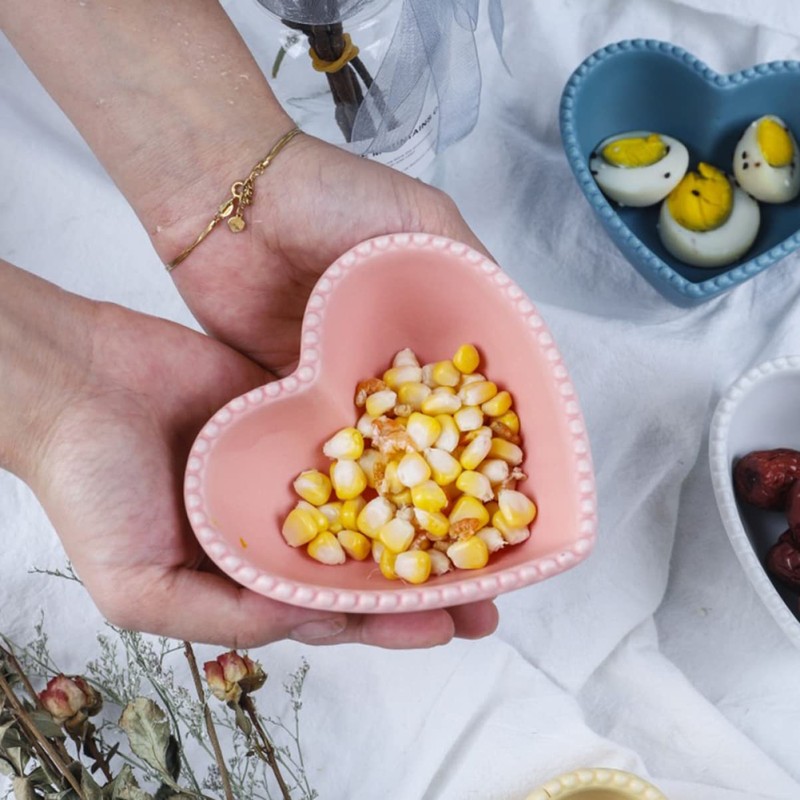 Heart Shaped Ceramic Bowl for Fruit Salad and Dessert -