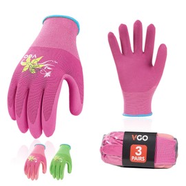 Vgo... 3 pairs Gardening Gloves Women, Utility Safety Working Gloves Ladies Latex Coating Dipping Gloves Anti Slip