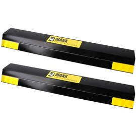 MaxxHaul 51034 16 in. Heavy Duty Car Parking Stoppers 2 Pack Easy Install 16" x 1.8" x 3.8" for Garage and Outdoor Car SUV Truck Eco Friendly Material Reflective Strips