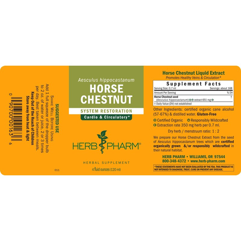 Herb Pharm Horse Chestnut Liquid Extract for Healthy Veins and