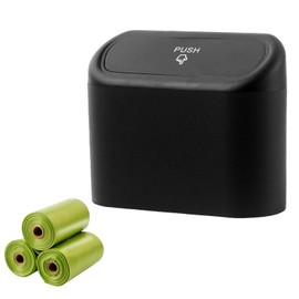 Rynvarl Car Trash Can with Lid - Hanging Leak Proof Ideal for Front Seat/Back Seat - SUV Truck - With 3 Rolls Disposable Trash Bags