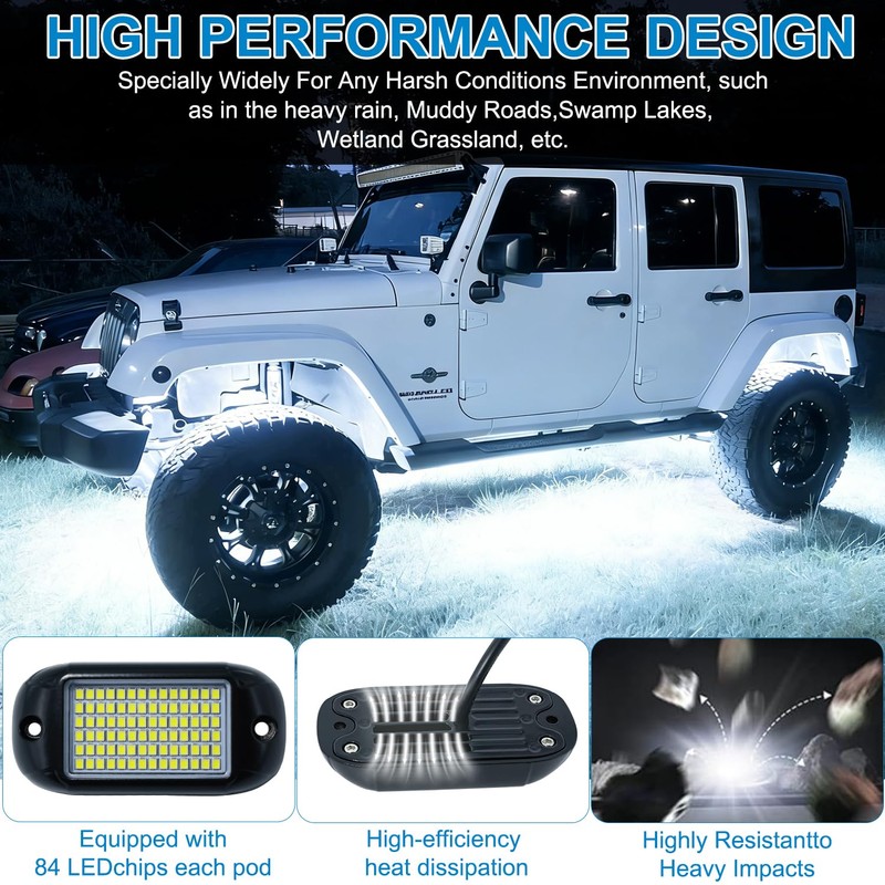 Nicoko 84 LEDs per pod Metal Aluminum Pure White Rock