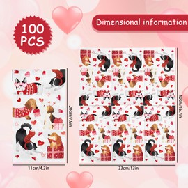 Whaline 100Pcs Valentine's Day Dog Guest Napkin Puppy Heart Paper Napkin Disposable Dinner Hand Towel Napkin for Kitchen Bathroom Party Supplies