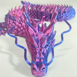 Joyroud 35.43 Inch 3D Printed Crystal Dragon, 3D Printed Flexible Articulated Dragon, 3D Printed Dragon (Purple)