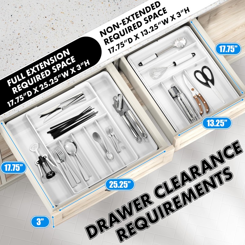 Simple Houseware Expandable & Adjustable Cutlery Drawer Organizer - Large