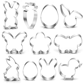 JALEVID Easter cookie cutter, 11 pieces, Easter cookie cutters, Easter bunny cookie cutter set, cookie cutter rabbit, egg, flower, butterfly, chick, carrot cookie cutter
