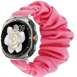 Blueshaweu Compatible with Galaxy Watch Ultra 47mm LTE Band, Fabric Elastic Scrunchie Elastic Women Cute Replacement Straps Compatible with Galaxy Watch Ultra 47mm LTE Smartwatch (Pink)