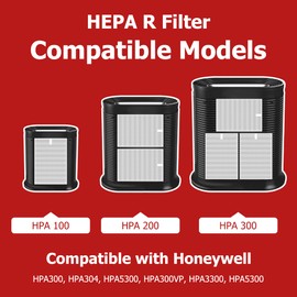 Air Purifier HEPA Filter R Replacement for Honeywell Air Purifier HPA100/200/300 and 5000 Series, Funmit 6 Pack True HEPA Filter Compatible with Honeywell R Filter (HRF-R3 & HRF-R2 & HRF-R1)