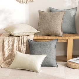 MIULEE Cushion Cover, Decorative Cushion Covers, Linen Look Cushion Cover, Modern Sofa Cushion, Decorative Cushion for Sofa, Couch, Living Room, Bedroom, Office, Set of 2, 40 x 60 cm, Cream White