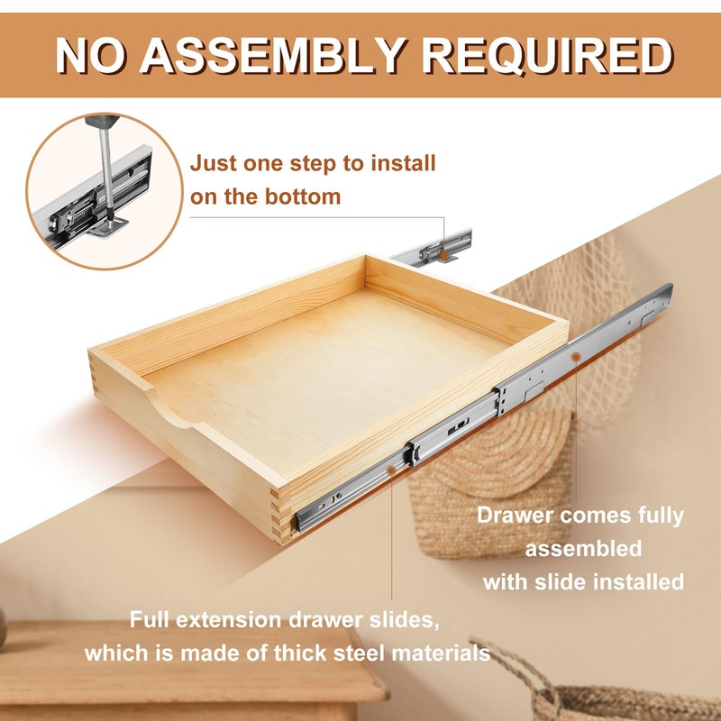 Menkxi 2 Set Pull out Tray Cabinet Organizer Wooden Pull