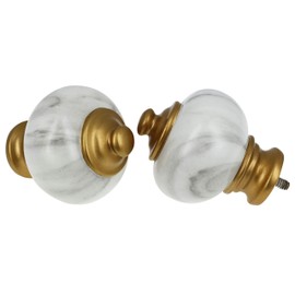 MERIVILLE 1-Inch Diameter Single Window Treatment Curtain Rod, Marble Urn Finial, 84-inch to 120-inch Adjustable, Royal Gold Finish