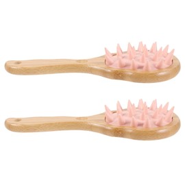 Beavorty 2pcs Shampoo Massage Comb Brush Massage Comb Hair Comb Shower Scalp Hair Comb Hair Scrubber Comb for Curly Hair Curly Hair Comb Wood Pink