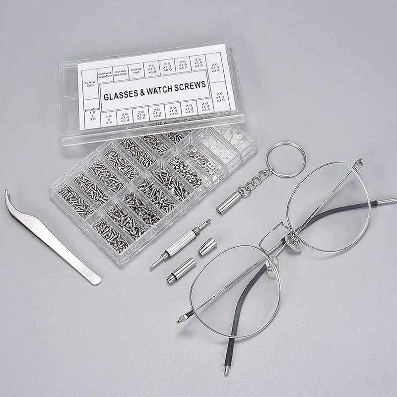 MMOBIEL 1000 Pieces Stainless Steel Micro Screws Nuts Washers Glasses