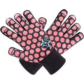 J H Heat Resistant Oven Glove:EN407 Certified 932 °F, 2 Layers Silicone Coating, Oven Mitts for Cooking,Kitchen,Fireplace, Grilling,1Pair (Black Shell with Coral, Women Fits All)
