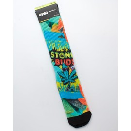 PSD Men's Novelty Socks - Fun Novelty Cushion Crew Cut Socks, Stoney Buds, 6-12.5