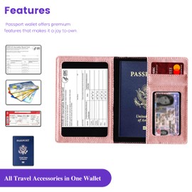 HAWKHOOD Travel essentials Passport and Vaccine Card Holder Combo, Slim travel wallet Passport Holder with Vaccine Card Slot, Waterproof PU Leather Passport Cover case for Men and Women