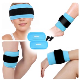 Comfytemp Cooling Pads with Strap, 26 x 13 cm, Pack of 2, Reusable Cool Pack Gel Cooling Compresses, Cooling Pad, Cool Bag, Cold Warm Compress, Cooling Cuff for Eyes, Neck, Knee, Feet, Wrist