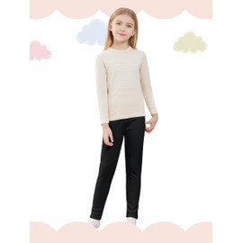 Kiiavoro Girls Fleece Lined Leggings Cotton Kids Winter Warm Leggings Thick Thermal Tights Pants 2 Pack, Black, Light Pink 3-4T