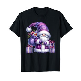 Purple Christmas Gnome Graphic For Women Men Kids Cute Santa T-Shirt