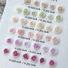 Pack of 100 Cute Flower Nail Charms, Mixed Size Flower Charms Nails Colourful Floral Nail Design Nail Charms 3D Resin Camellia Rose Flower Nail Decoration Nail Art Charms for Women Nail Art