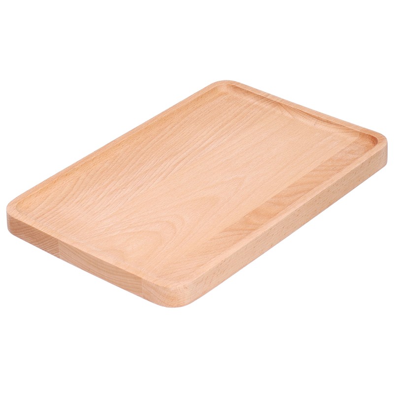 Fruit Dishes Beech Wooden Serving Tray Rectangular Decorative Dessert Plate