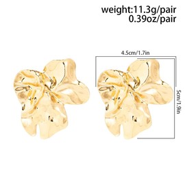 Silver Statement Hammered Earrings for Women Trendy, Unique Chunky Gold Irregular Geometric Metal Drop Dangle Earring Vintage Bold Party Y2K Jewelry Gift (Gold)