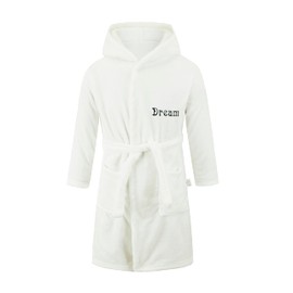 JZLPIN Children's Bathrobe Kids Hoodie Robes Flannel Pajamas Dressing Gown for Boys Girls White 6 Years