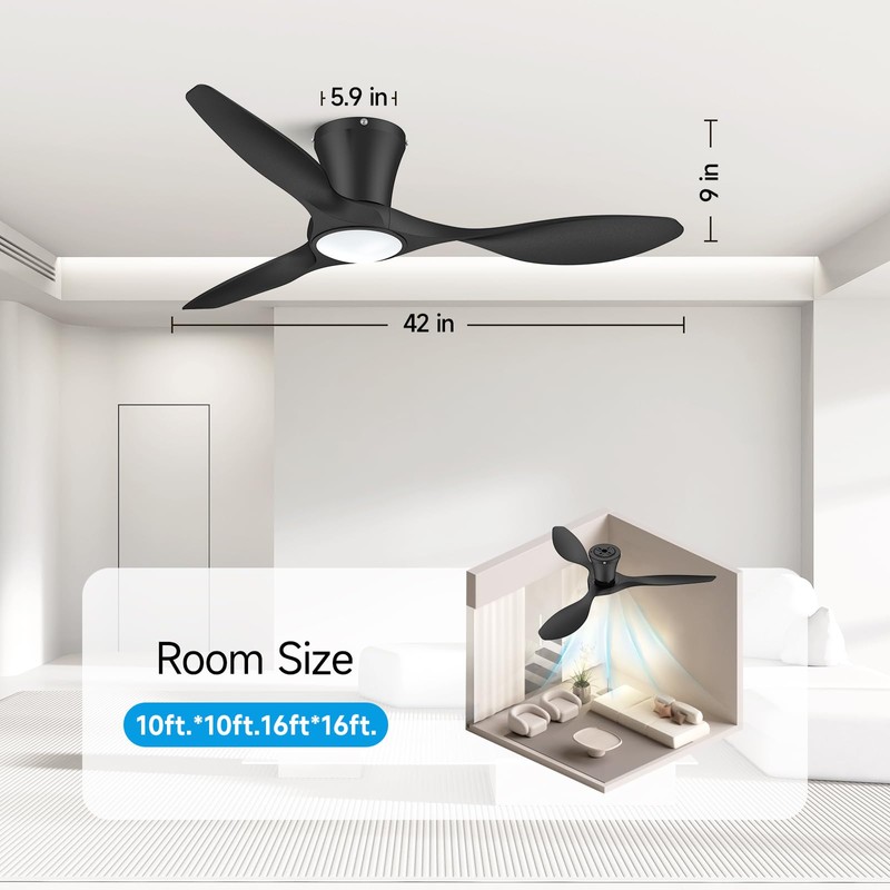 ocioc 42 inch Ceiling Fans with Lights and Remote, Dimmable