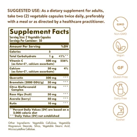 Solgar Quercetin Complex with EsterC Plus Vegetable Capsules Supports Immune Health Antioxidant Gentle on the Stomach Vitamin C NonGMO Vegan Gluten Free Dairy Free 50 Servings, Standard Packaging, 100 Count