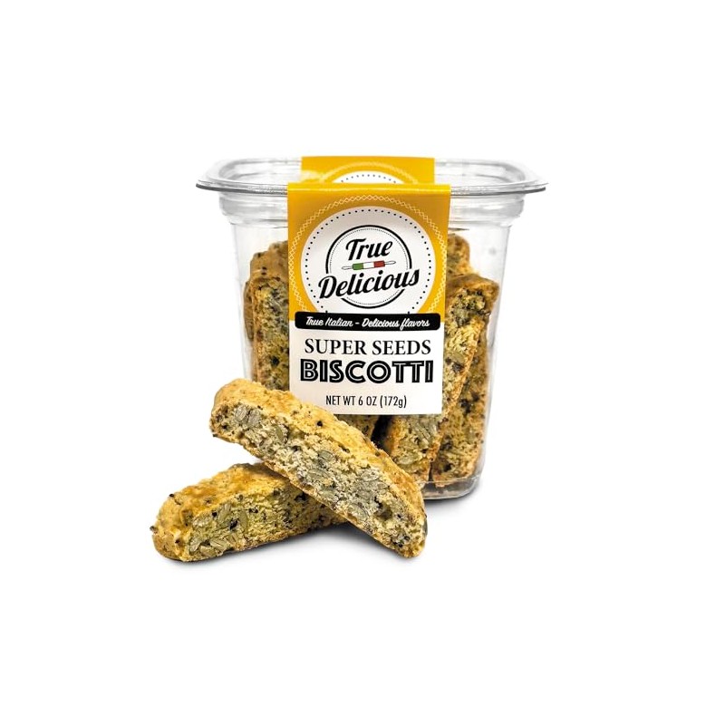 True Delicious SUPER SEEDS BISCOTTI (4-Pack) with Pumpkin Kernels, Chia,