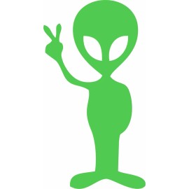 Sticker Dad Alien Peace Sign (2-Pack, 4" Lime Green) Space Friends UFO Vinyl Decal Sticker