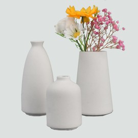 Decorative Ceramic Vase Set of 3, for Home and Office, Beige Decorative vase for Pampas Grass&Dried Flowers