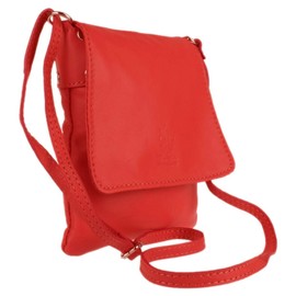 Girly Handbags Womens Genuine Leather Shoulder Bag Small Cross Body Messenger Soft Leather Vera Pelle Phone Holder Holiday - Red
