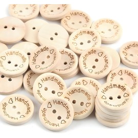 50pcs Wooden Handmade Buttons, Crafts Assorted Buttons Wooden Sewing Buttons for Sewing Clothing Accessories, DIY Crafting Projects Decorations 25mm Diameter (50)