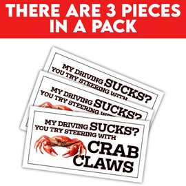 HOSALA (7.5x3.75in) You Try Steering with Crab Claws Bumper Sticker Funny New Driver Car Decal Truck Minivan Trailer Vehicle Decoration for Women Car Accessories Gift for Family Friends