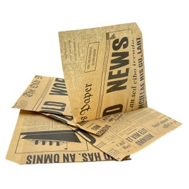 PAKNOR® 100 stk. Snack-Tüten, 15 x 15 cm, Hamburgertasche Sandwich-Tüten, Snacktasche, Dönertaschen, Snackbeutel mit Oldnews Aufdruck (100)