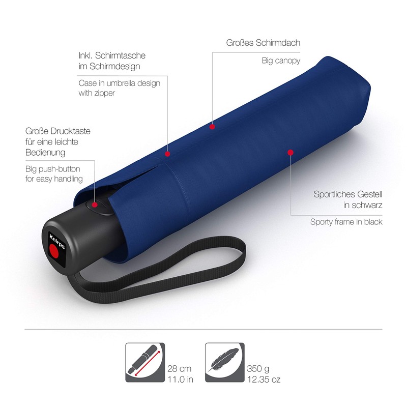 Knirps A.200 Medium Duomatic Pocket Umbrella, Compact and Storm-Proof, Wind