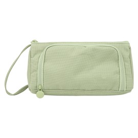 Large Pencil Case Handle Design Large Capacity Layered Durable Oxford Fabric Pencil Bag for Office School Travel Green Oxford Fabric